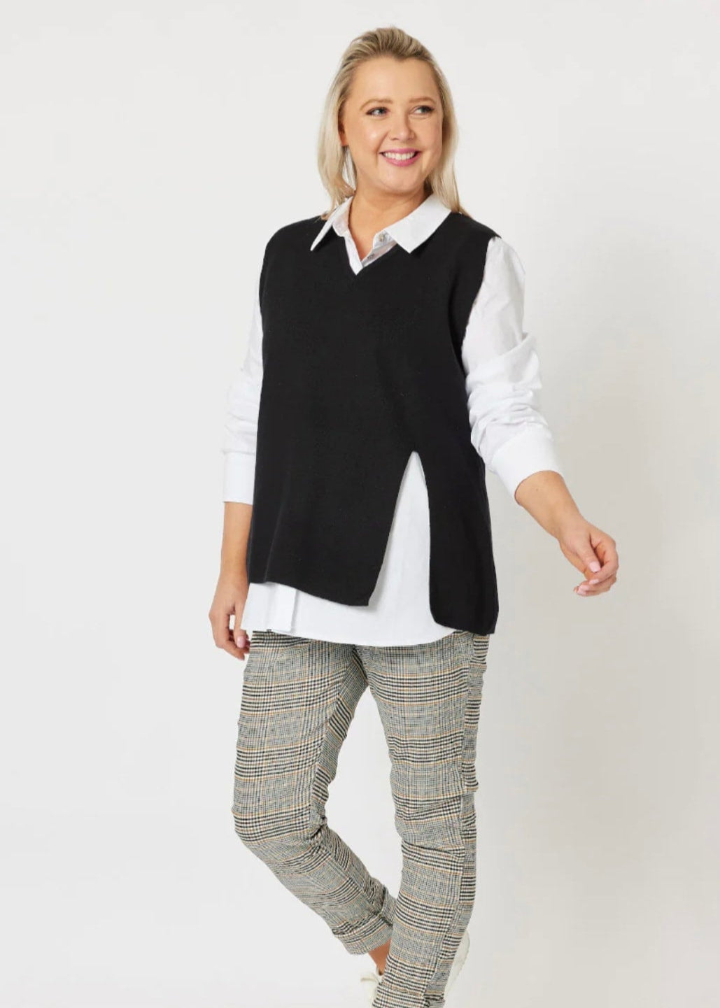 Vicky Side Split Knit Vest ~ Black