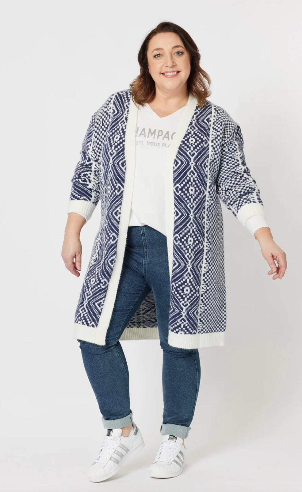 Nikki Cardigan ~ Navy/White