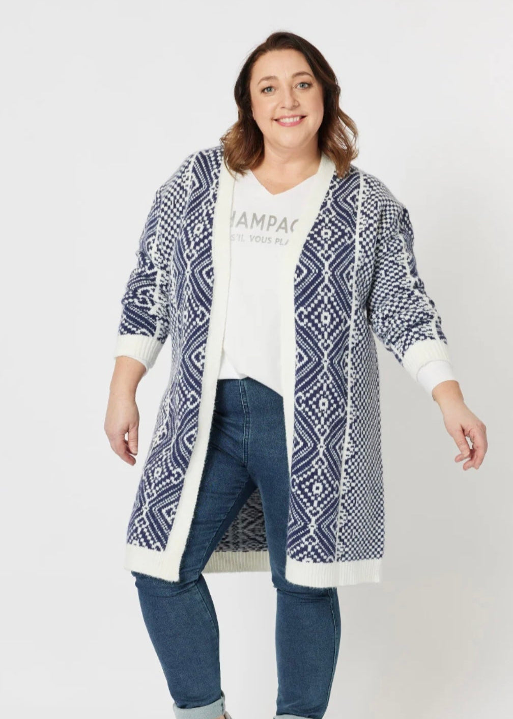 Nikki Cardigan ~ Navy/White