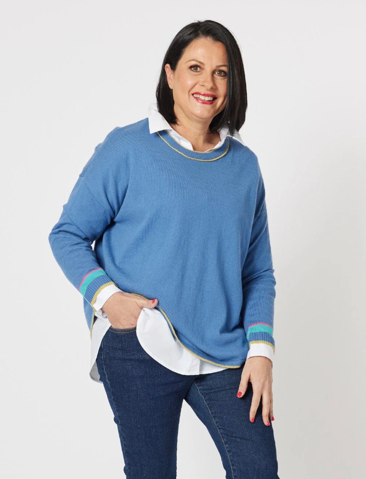 Yale Contrast Trim Knit ~ Blue