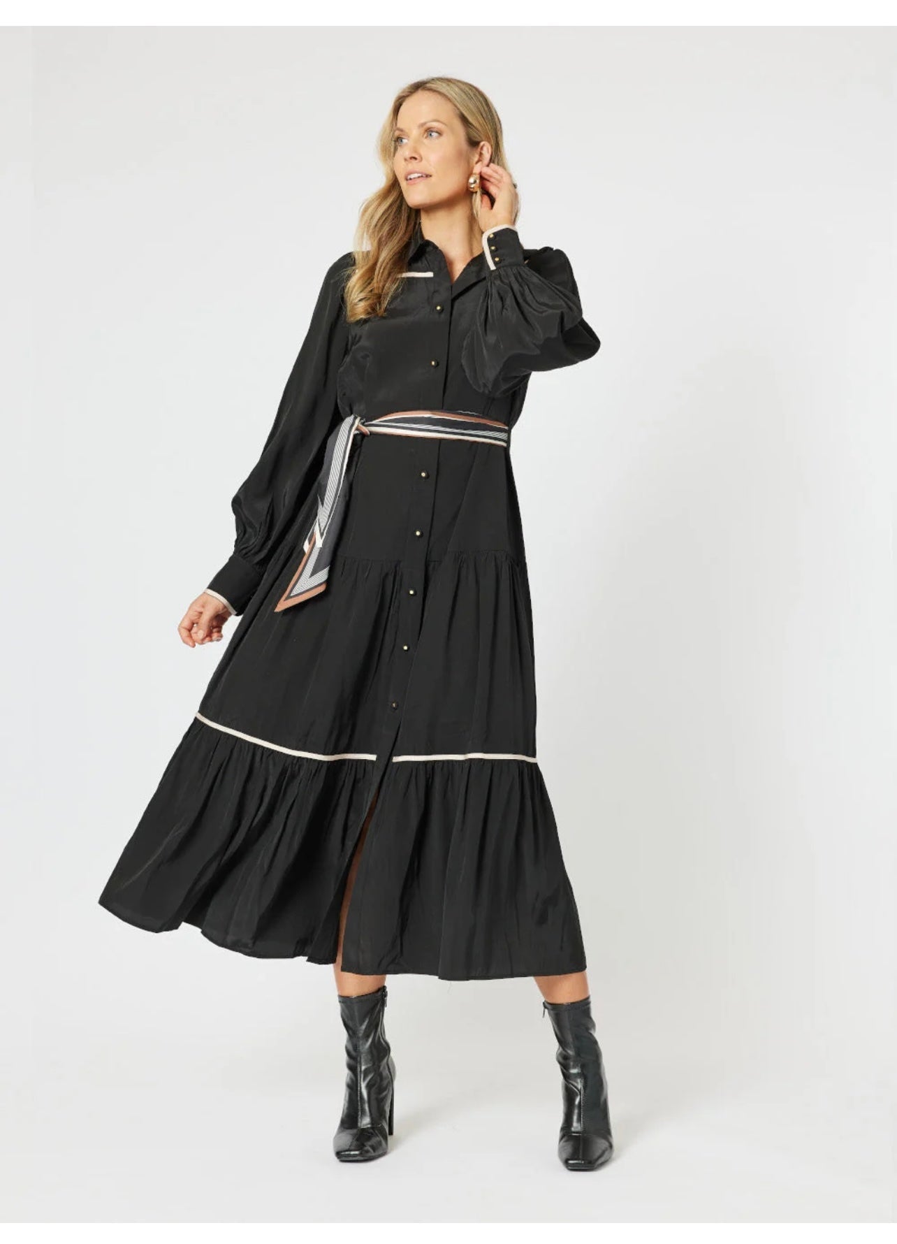 Roma Trim Dress ~ Black