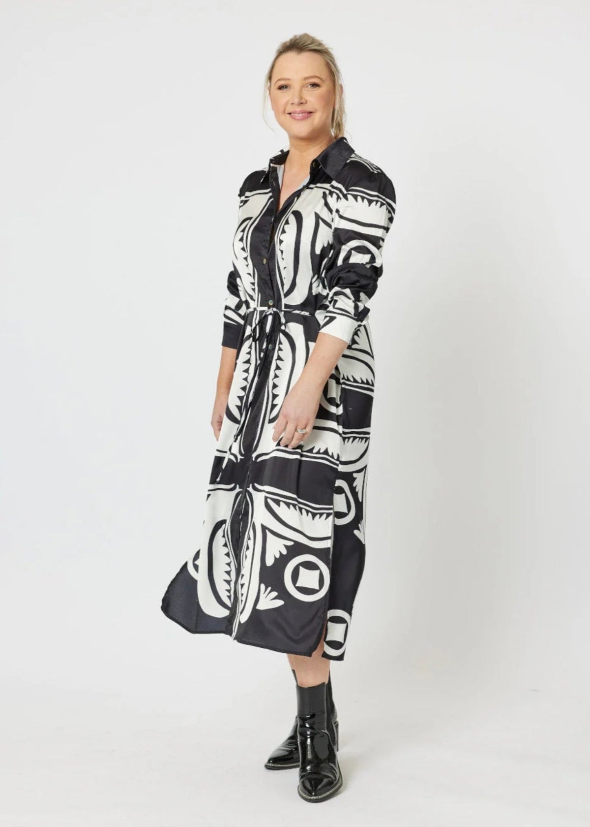 Chic Print Dress ~ Black/White