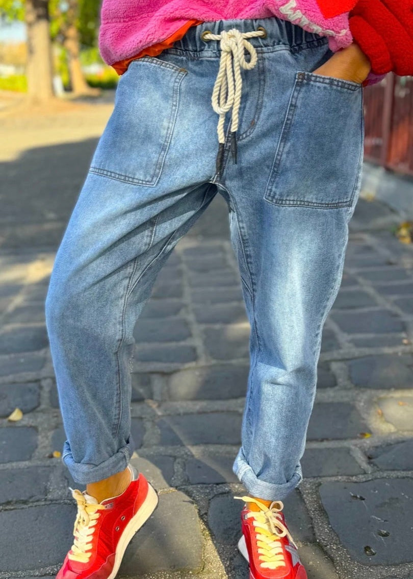 Stonewash Track Jean ~ Denim