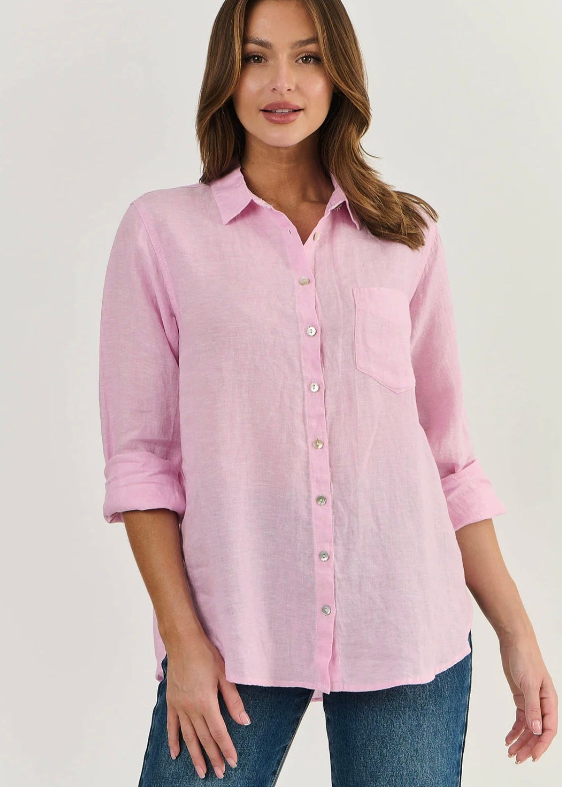 Boyfriend Linen Shirt ~ Pastel