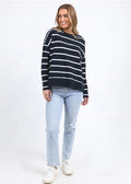 Jayne Stripe Throw On Top ~ Navy/White Stripe