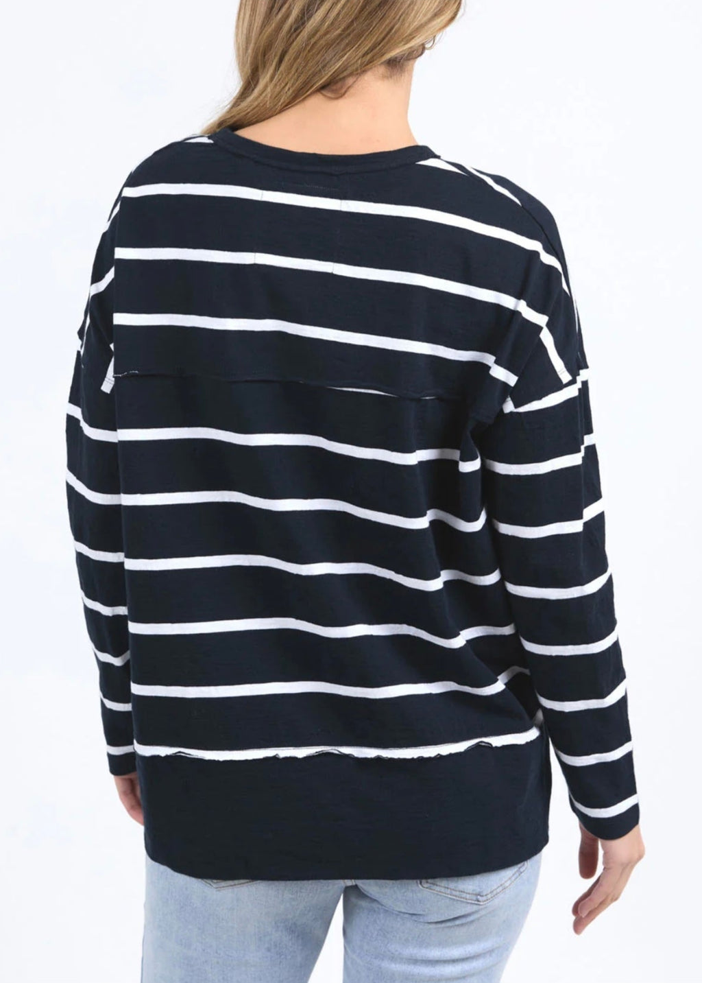 Jayne Stripe Throw On Top ~ Navy/White Stripe