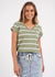 Manly Stripe Vee Tee ~ Sage