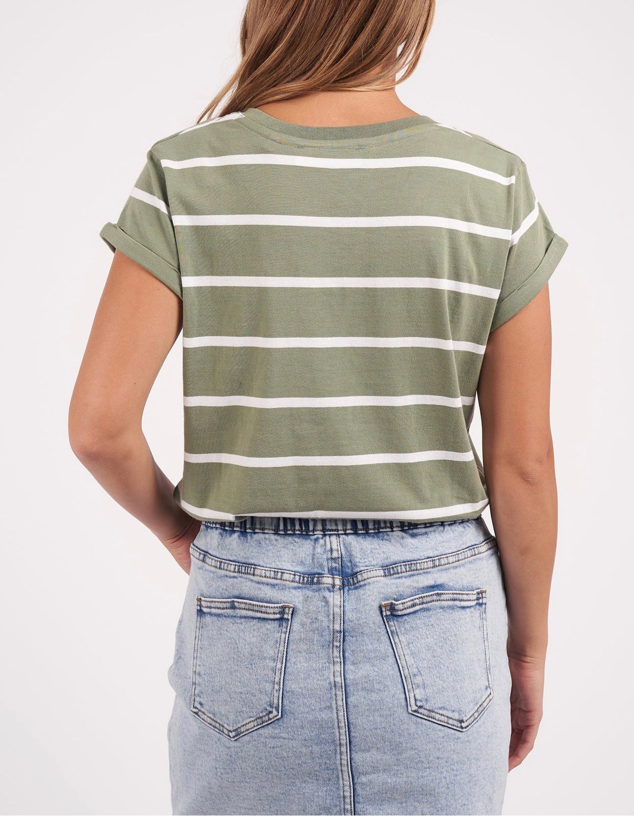 Manly Stripe Vee Tee ~ Sage