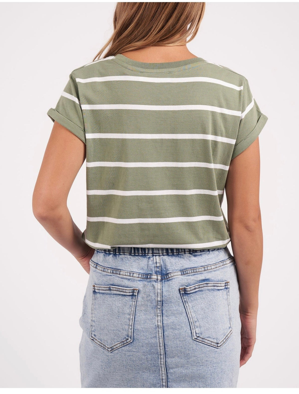 Manly Stripe Vee Tee ~ Sage