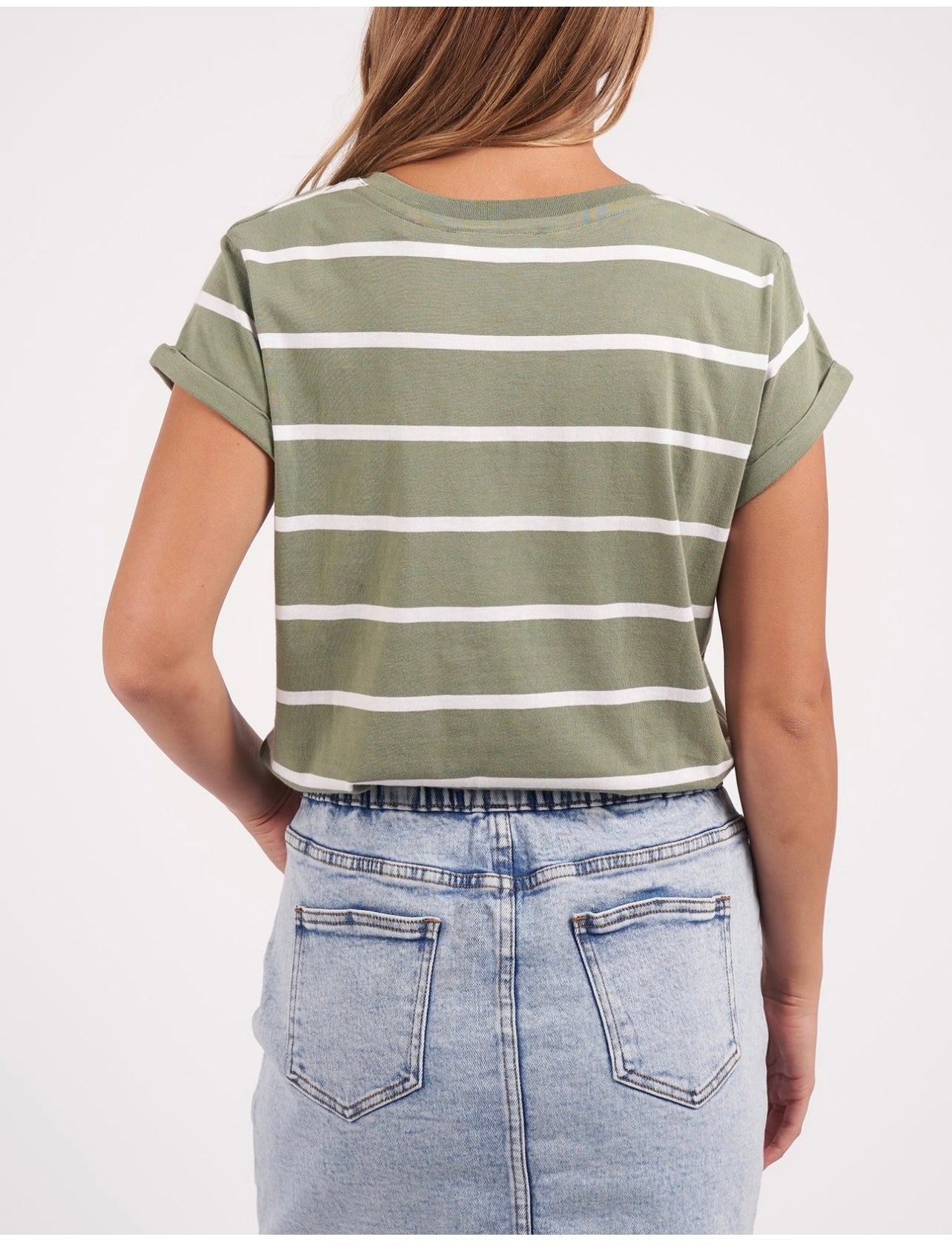 Manly Stripe Vee Tee ~ Sage