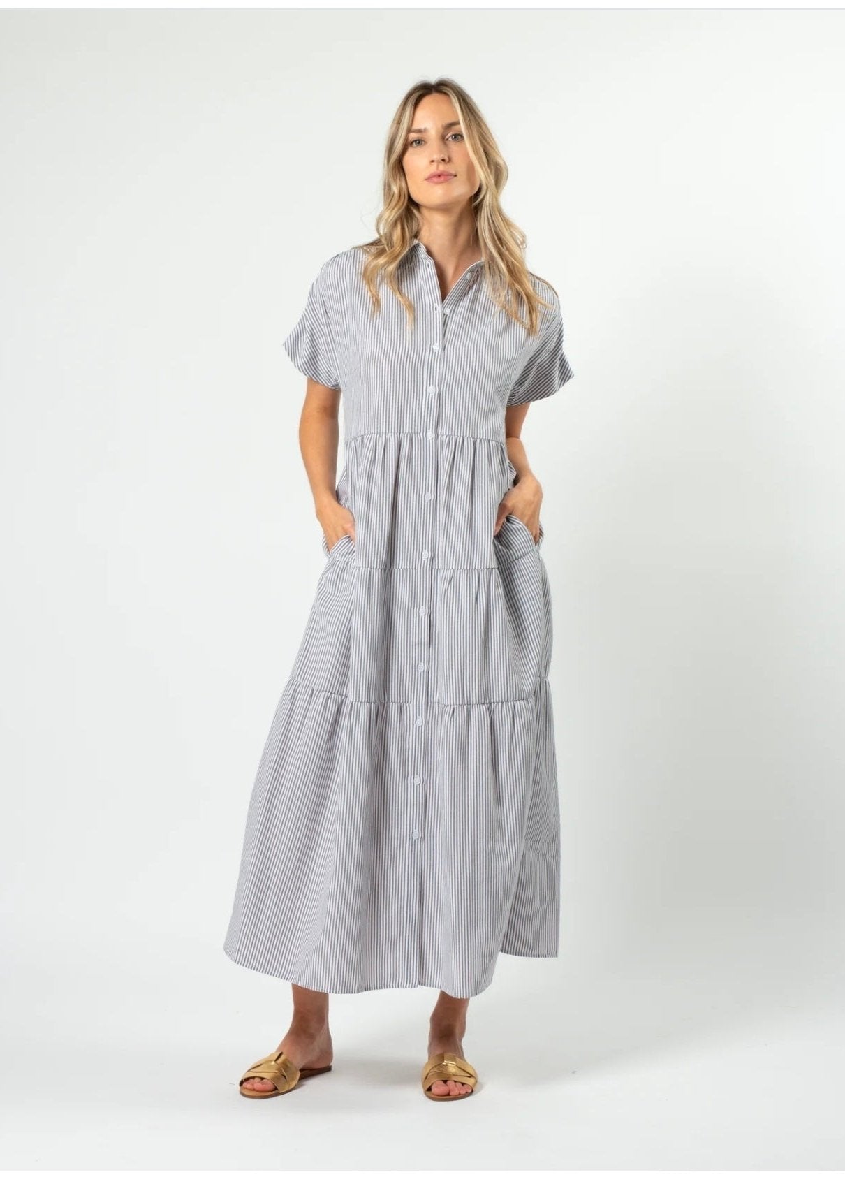 Penelope Dress ~ Blue Stripe