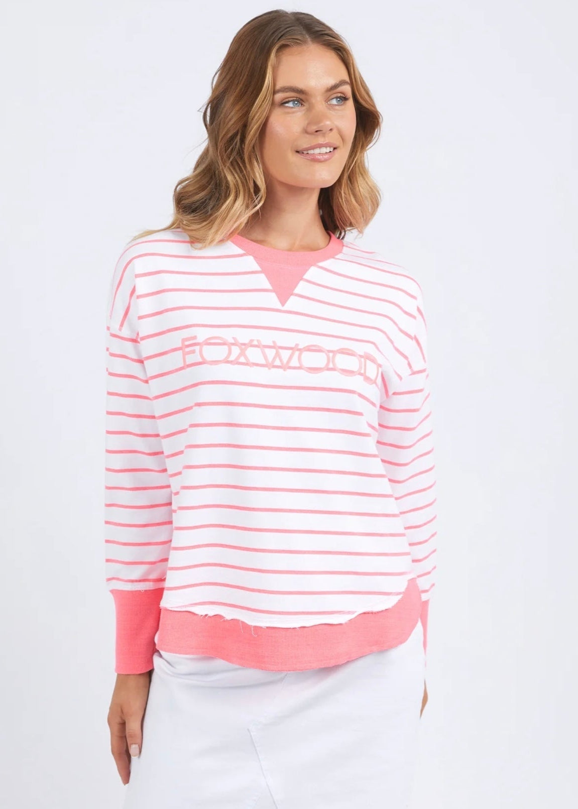 Simplified Stripe Crew ~ Neon Pink