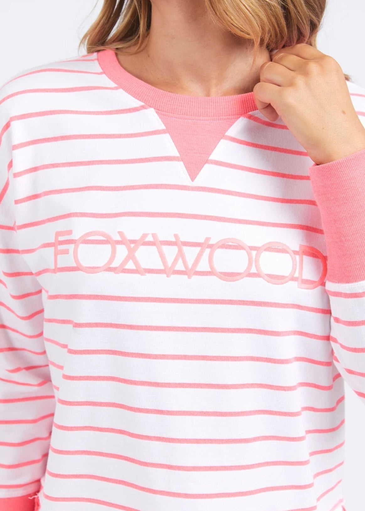 Simplified Stripe Crew ~ Neon Pink