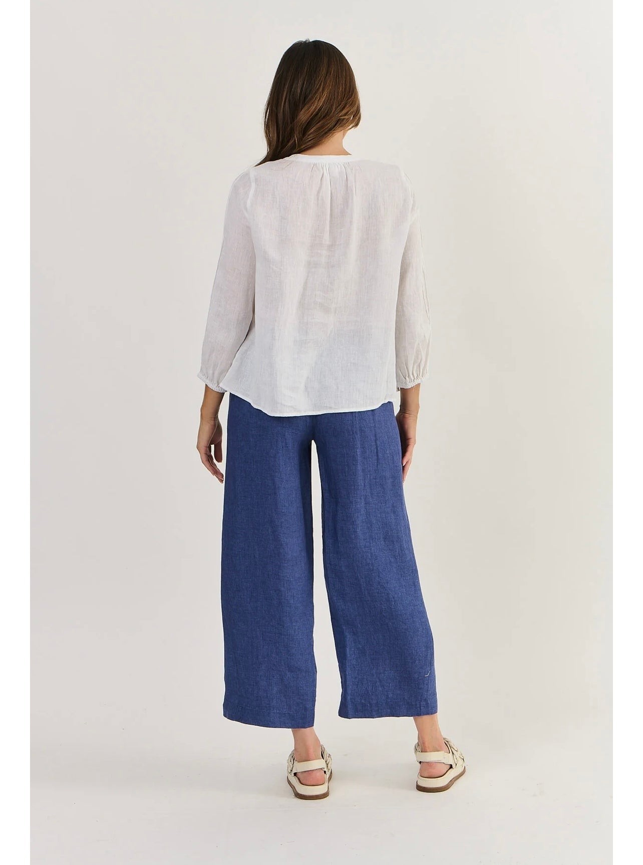 Linen Pintuck Top ~ White