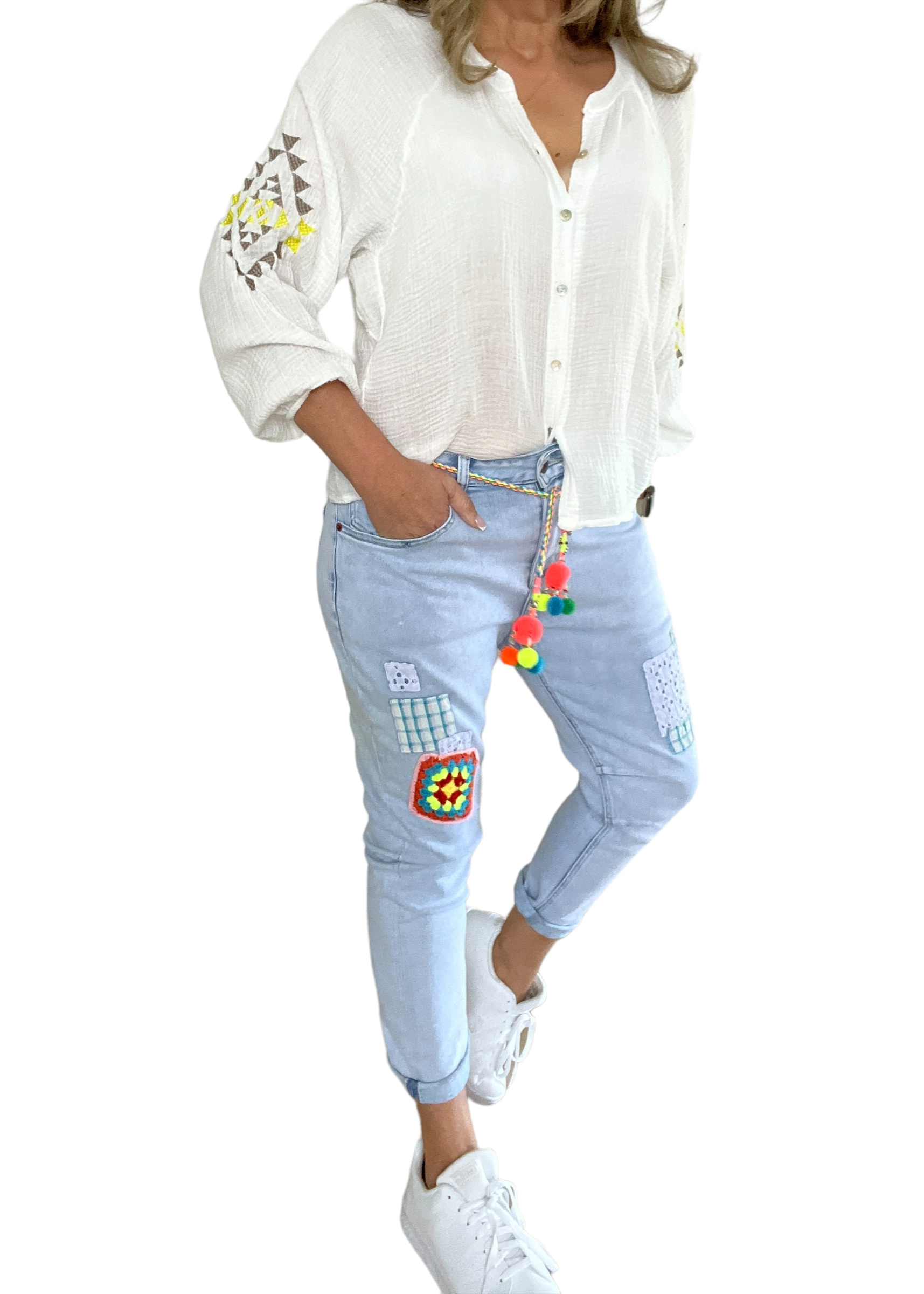 Romanzo ~ Patch Pom Denim