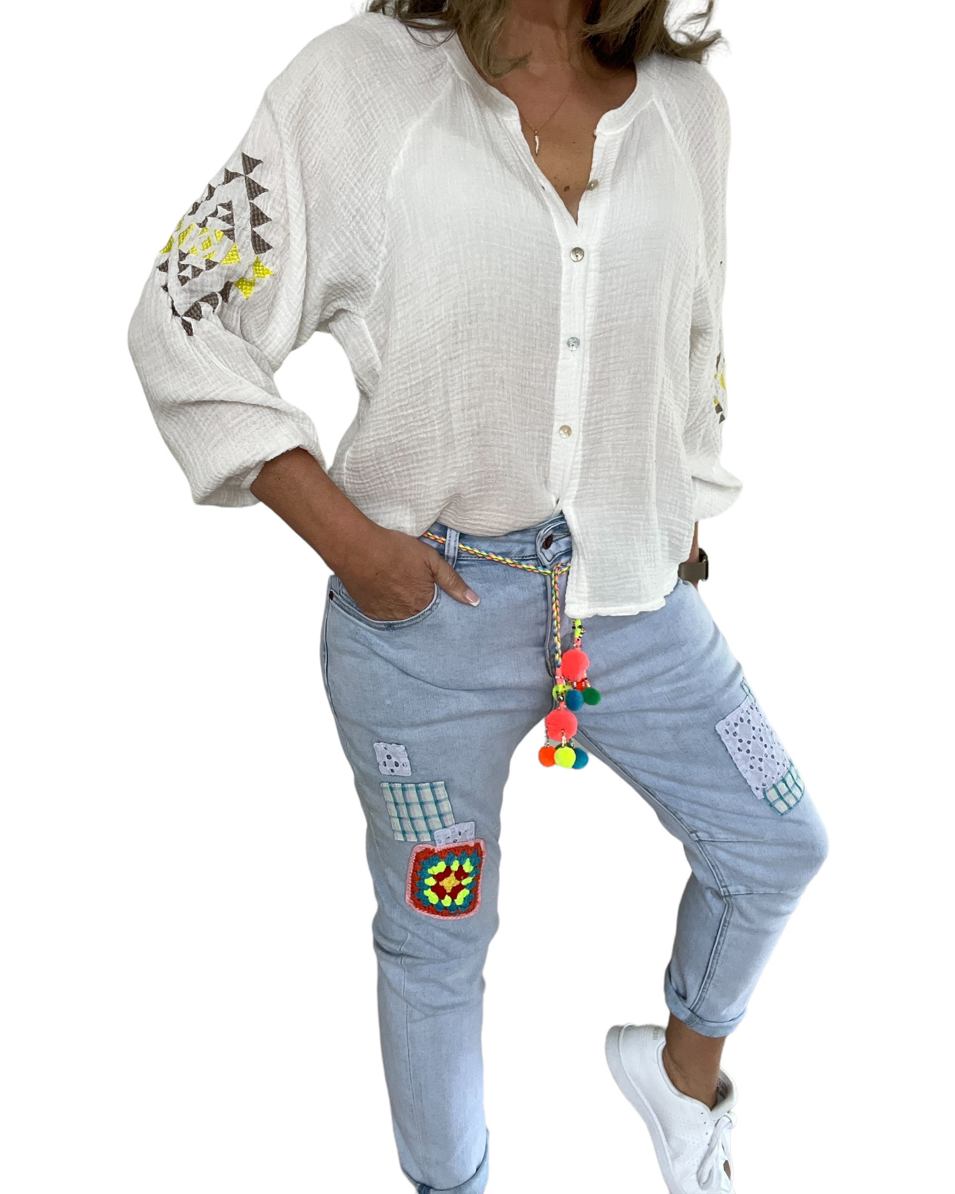 Romanzo ~ Patch Pom Denim