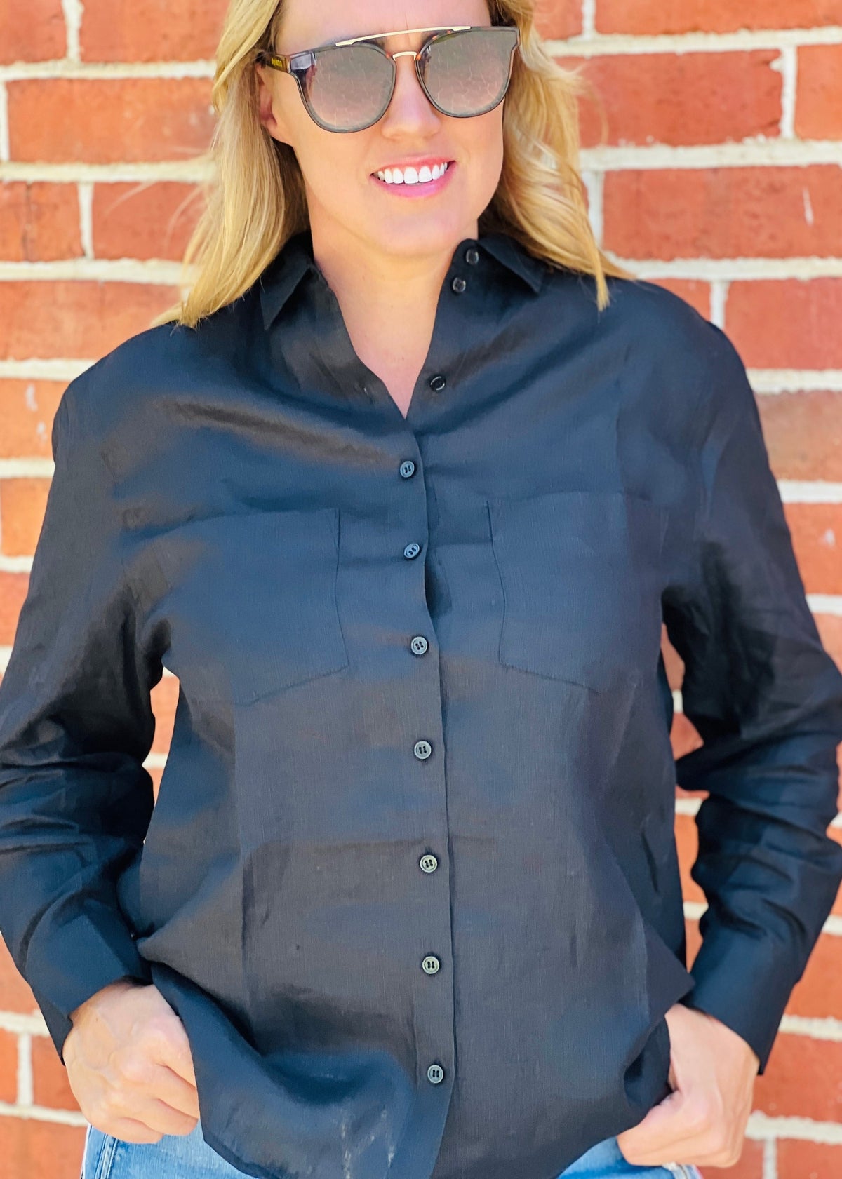 Boyfriend Linen Shirt ~ Black