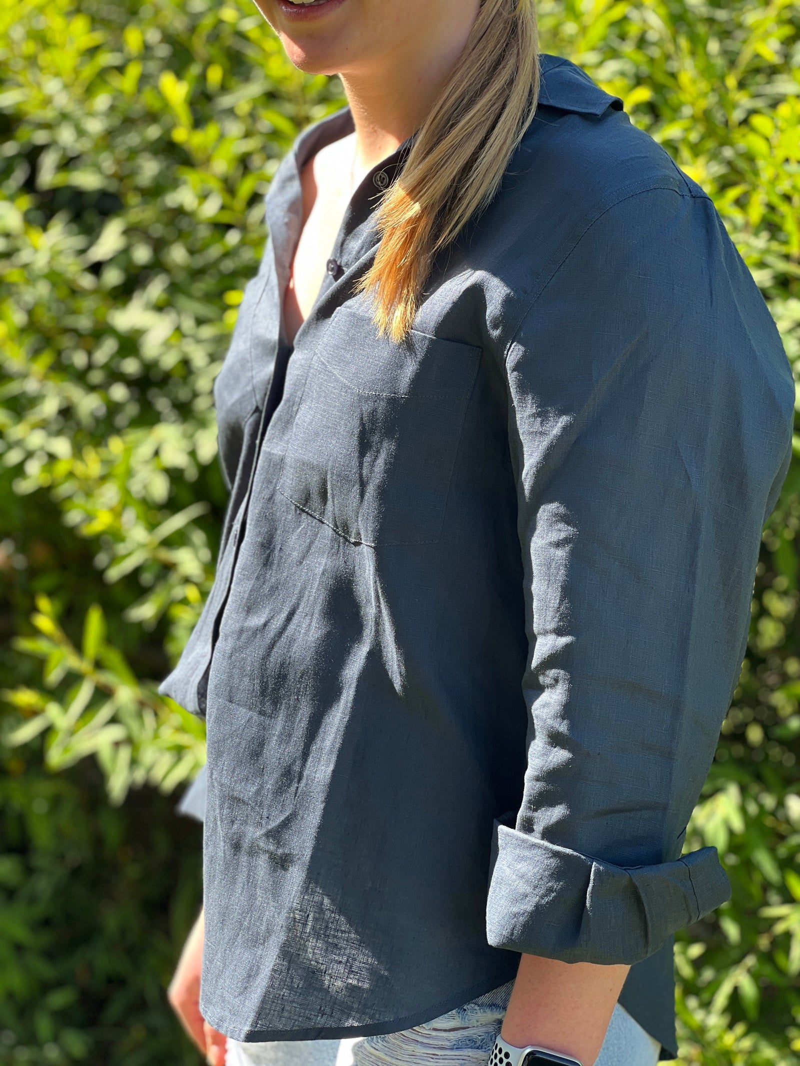 Boyfriend Linen Shirt ~ French Navy