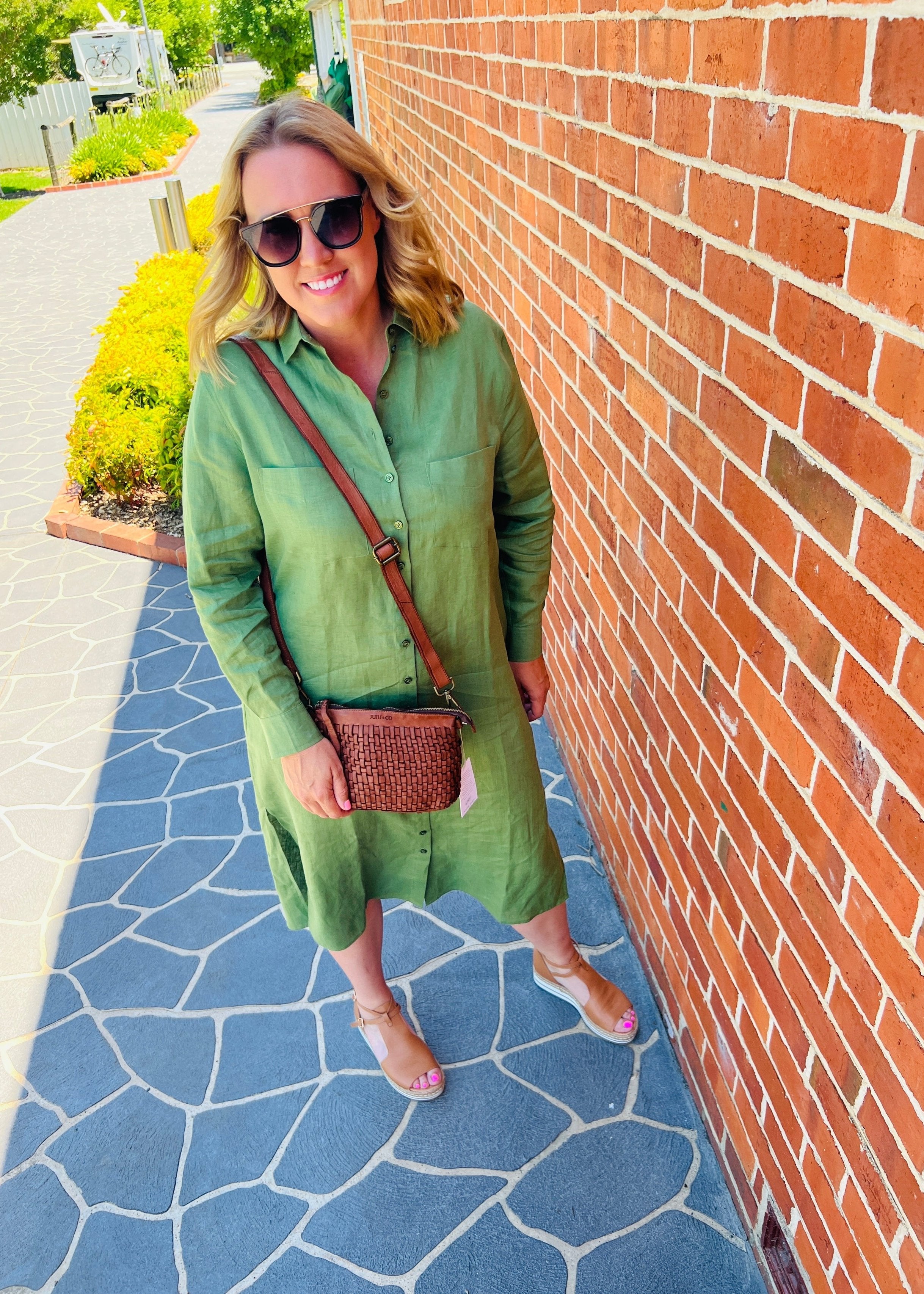 Boyfriend Linen Dress ~ Olive