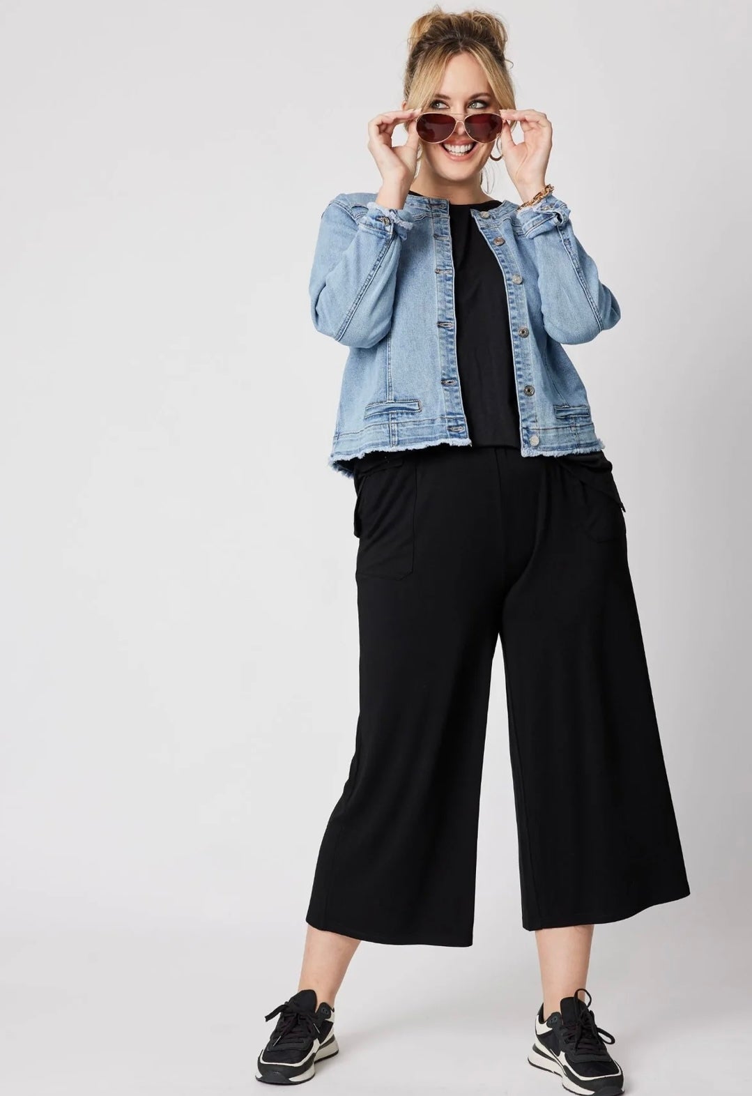 Collarless Denim Jacket ~ Denim