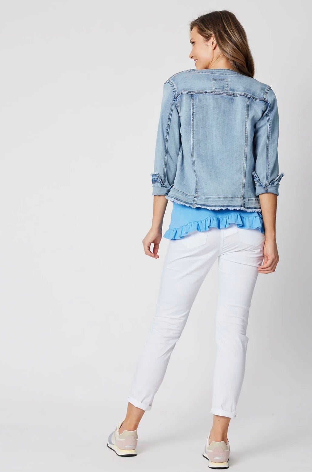 Collarless Denim Jacket ~ Denim