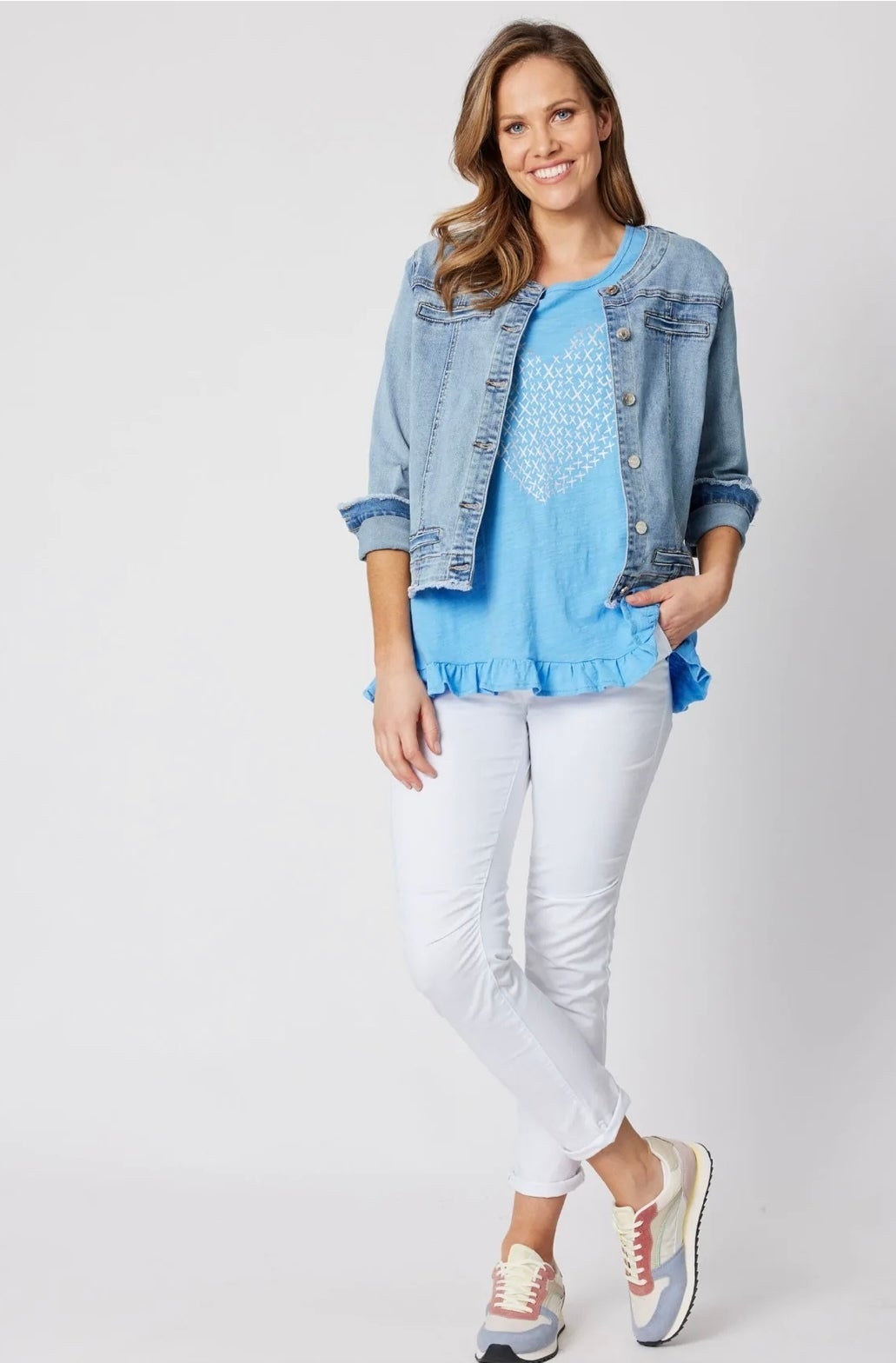 Collarless Denim Jacket ~ Denim