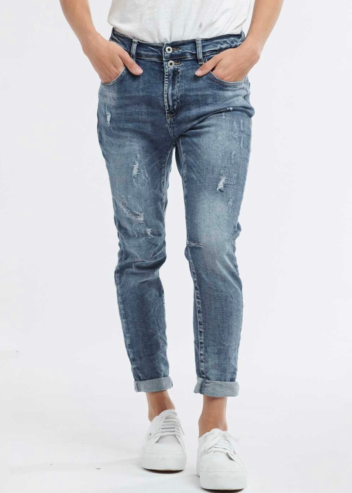 Emma Stretch Jean ~ Denim Distressed