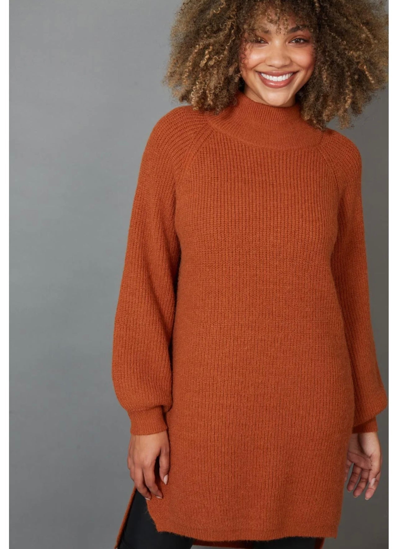 Kit Knit Top Dress ~ Cinnamon